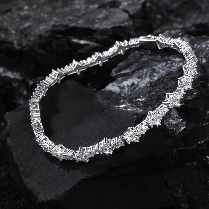 Hip Hop 925 Sterling Silver Cross Moissanite Tennis Chain Necklace for Men with GRA Certificate