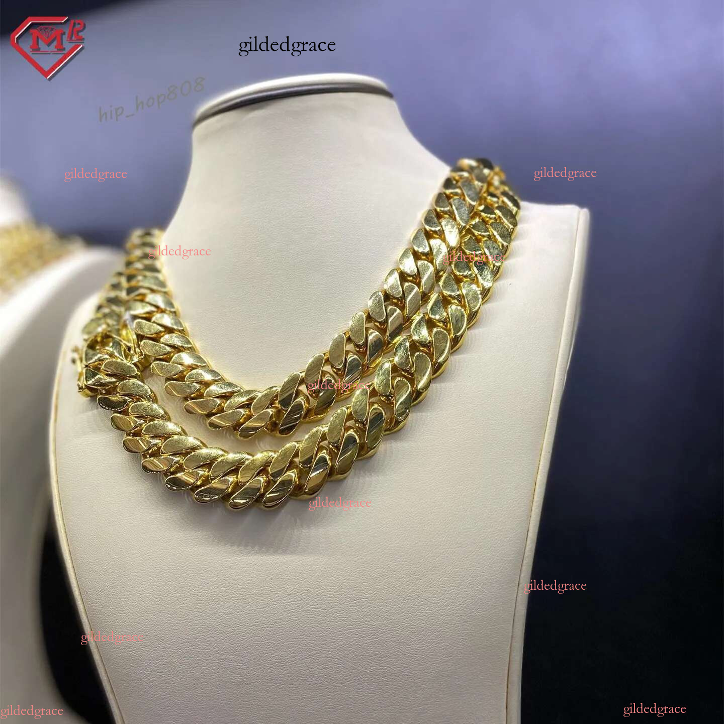 10K 14K Gold Chains Hollow Hip Hop Custom Moissanite Clasp Men 6mm-15mm Cuban k Chain