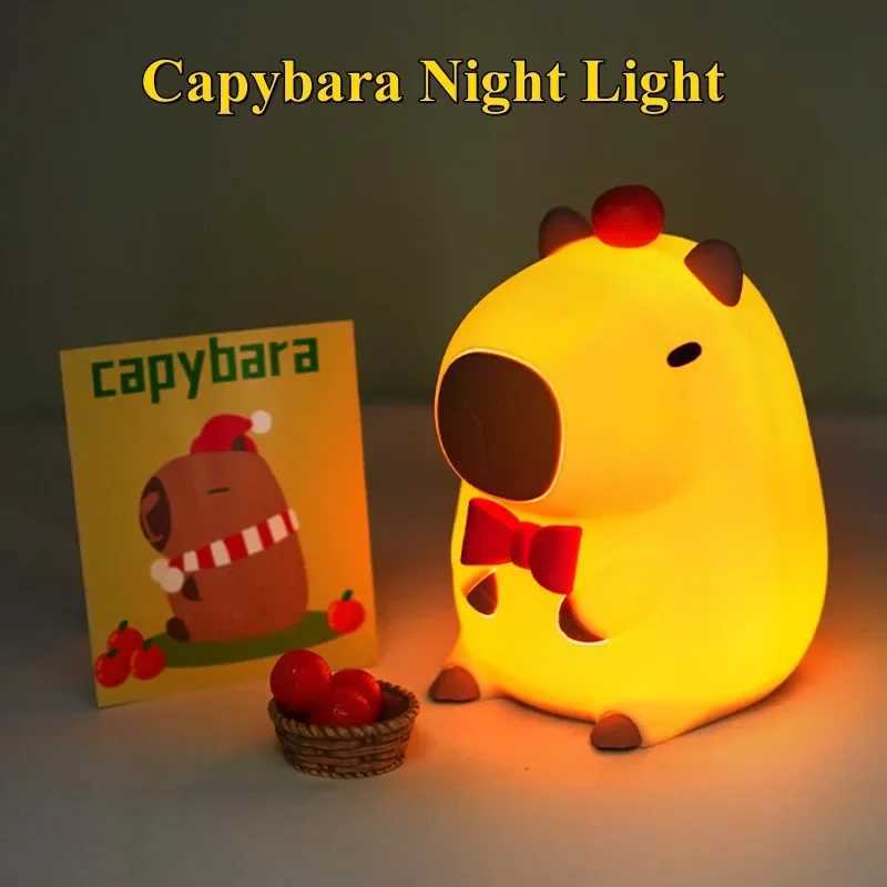 Cute Cartoon Capybara Night Light Silicone Animal Lamp USB Rechargeable Timing Dimming Sleep Night Lamp for Childrens Gifts M251114