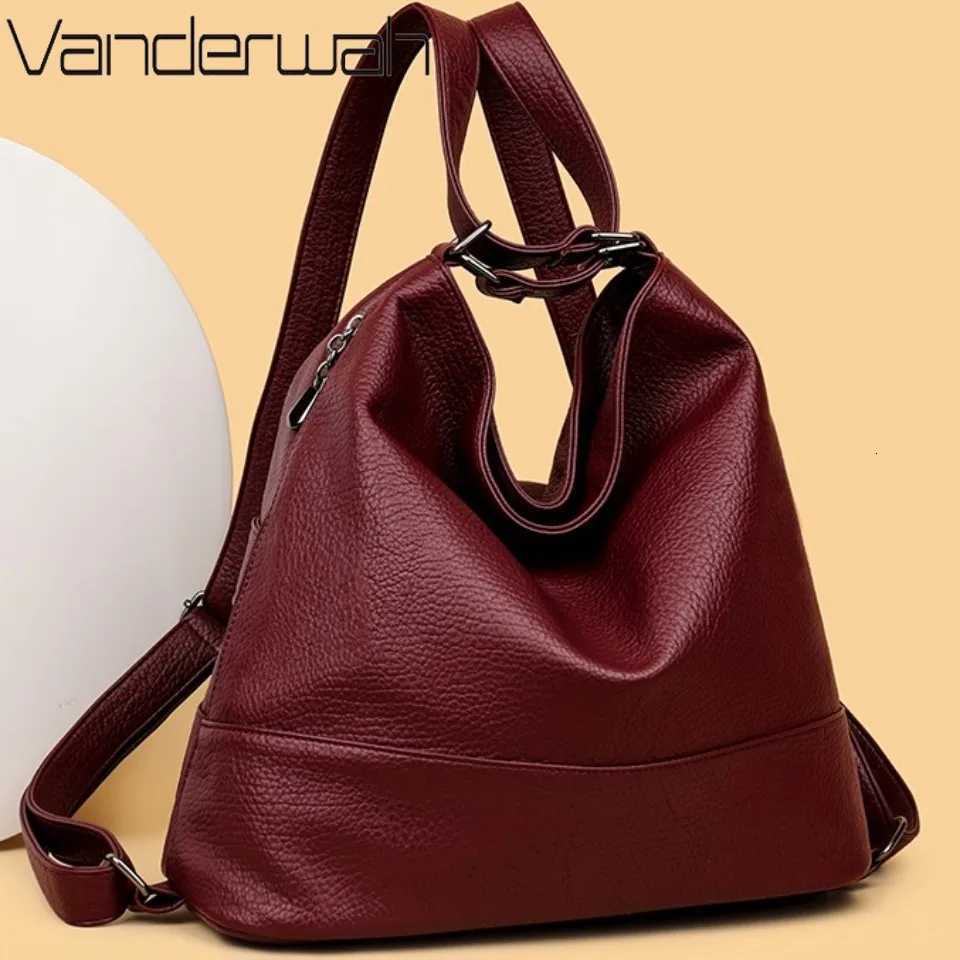 High Quality Leather Backpack Women Travel Bagpack Female Large Capacity School Backpack Shoulder Bags for Women 2025 Sac A DosW251113