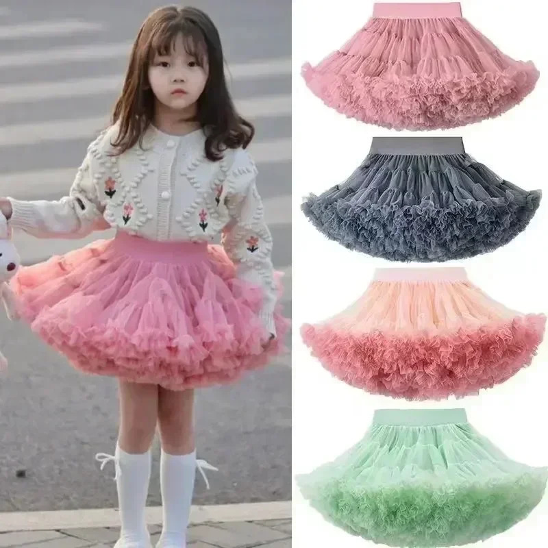 Baby Girls Tutu Skirt for Children Puffy Tulle Skirts for Kids Fluffy Ballet Skirt Party Princess Girl Clothes 2 4 5 6 8 Years 250411bj