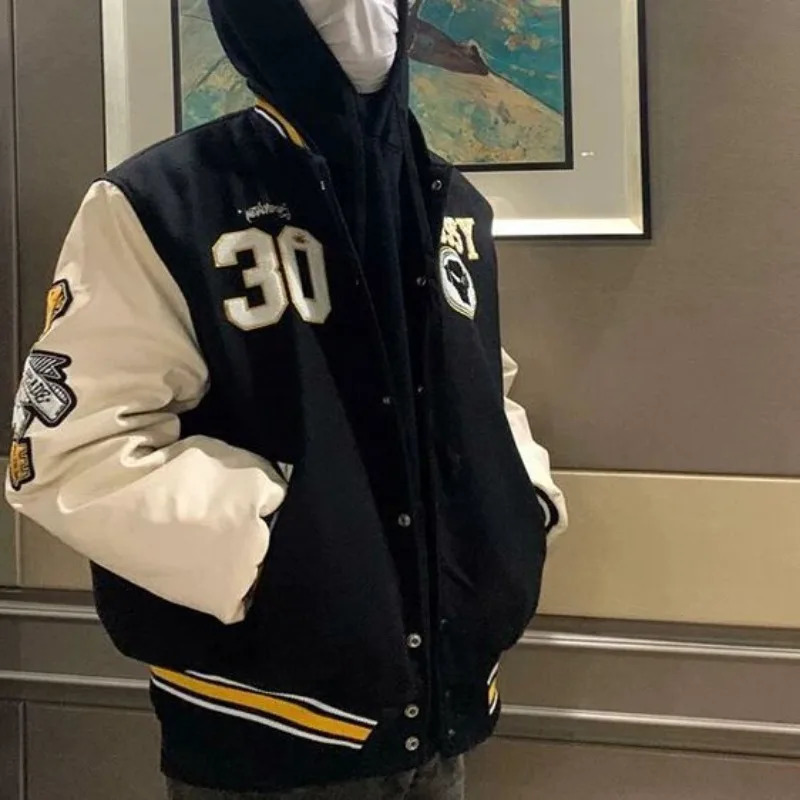 Fashion Letter Pattern Flocking Embroidery Casual Jacket Women Y2K College Hip Hop Couple Sport Baseball Uniform Top 251104