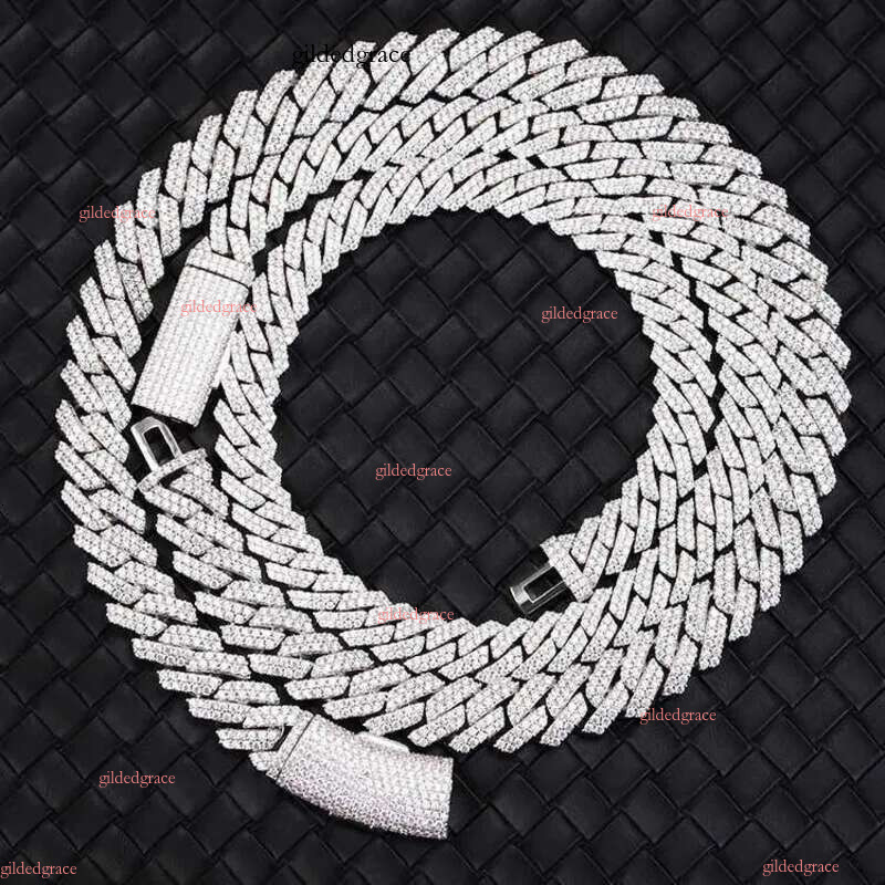 pass test 8-14mm wide GRA moissanite dia gold Sterg Sier cuban k chain for Men Hip Hop necklace men aaa