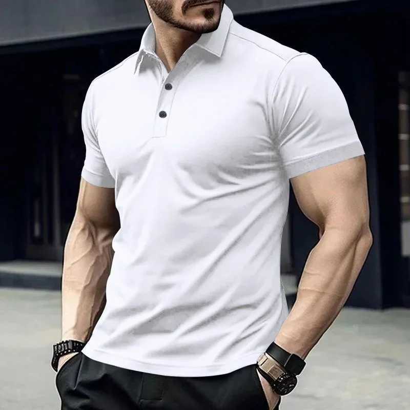 New mens polo shirt for summer 2024 with polo collar and buttons solid color casual sports polo shirt W250414