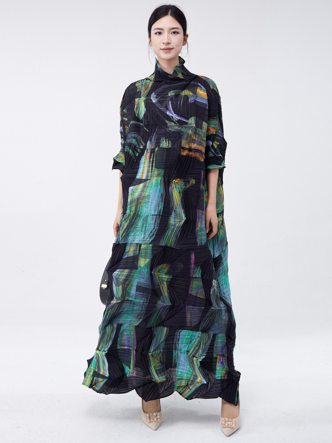 dongdumaoyi Elegant Plus Size Women's Long Skirt with High-End Print Design - Fashionable Loose Fit Temperament Dress