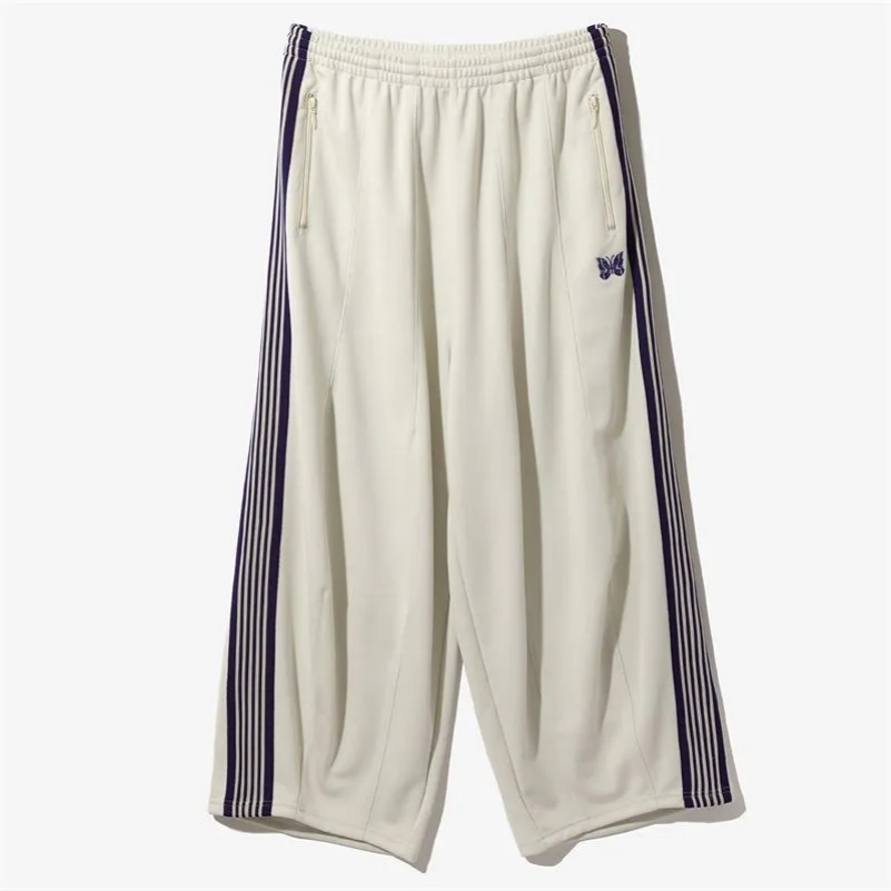 Men's Needles Track Pants 48 Colors Fashion Designer Pants Side Stripe Oversized 1:1 Clothing Wide Men Women Embroidered Butterfly Track Poly Casual AWGE Sweatpants