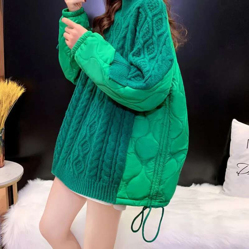 DEAT Fashion Women's Turtleneck Knitted Sweater 2024 Winter New Items Loose Casual Drawstring Thick Pullovers Female 33A2134