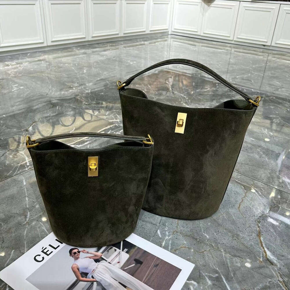 Women's Bags Head layer cowhide frosted bag for women, autumn and winter new item, genuine leather hand-held bucket bag, large capacity