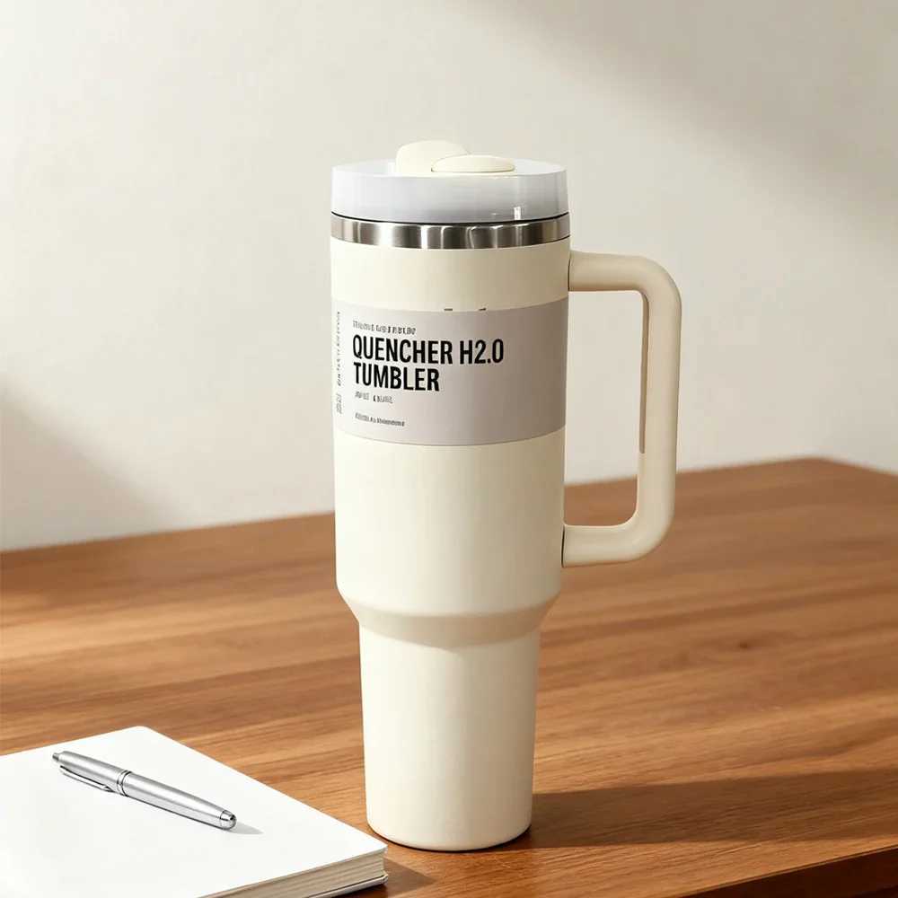 Double - Wall Insulated Travel Cup with Stainless Steel Straw Lid For Cold Drinks - 40oz Vacuum Insulated Car Mug C251114