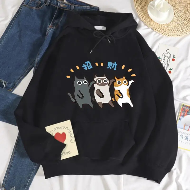 Orange Cat Siam Printed Womens Sportswear Casual Loose Hoodie Soft Wool Comfortable Autumn Clothing 250414