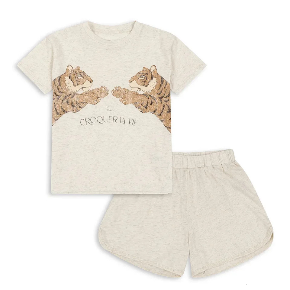 Summer KS Baby Boys Printed Short Sleeve T Shirts Shorts Sets Kids Cotton Clothes Toddler Girl Princess T-shirts Homewear Suits 250411