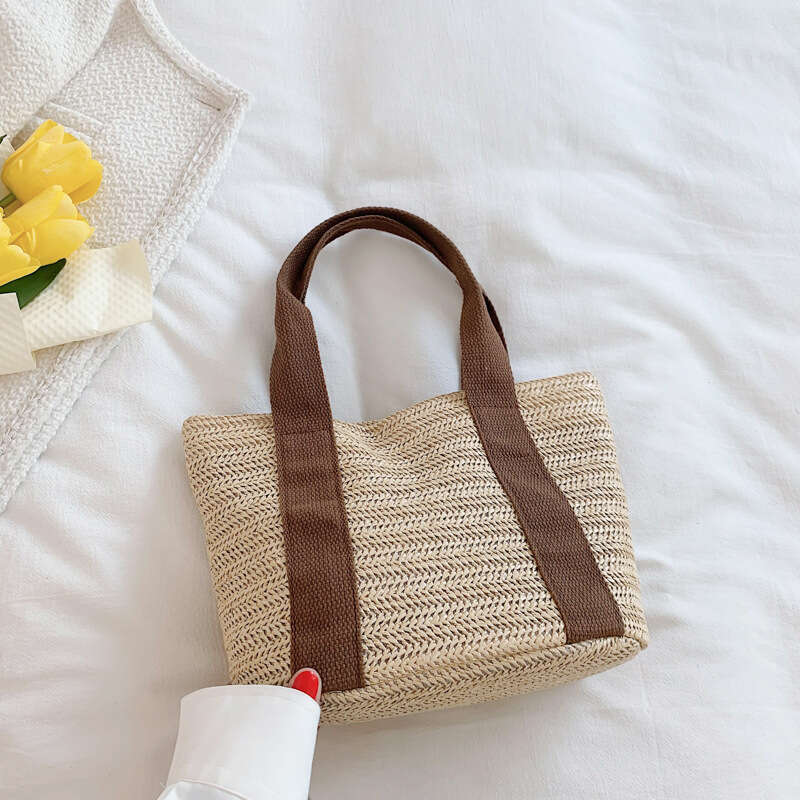 Handmade Beach Bag Handheld Straw For Women 2022 Korean Edition New Trendy Ins Beach Vacation Summer Countryside Style Woven Bag Kq2