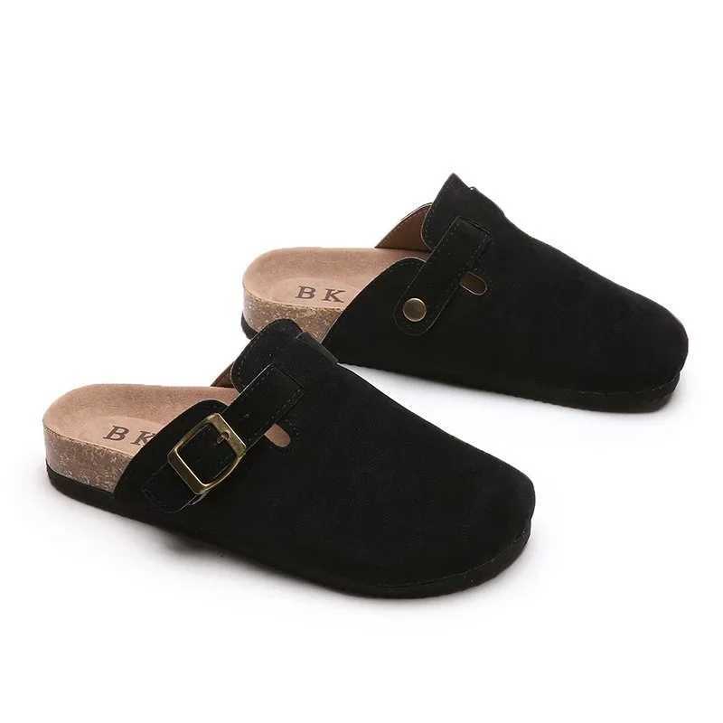 New Concise Retro Outdoor Apartment Womens Slippers Mule Modern Sandals Button Shoes Autumn/Winter W250414