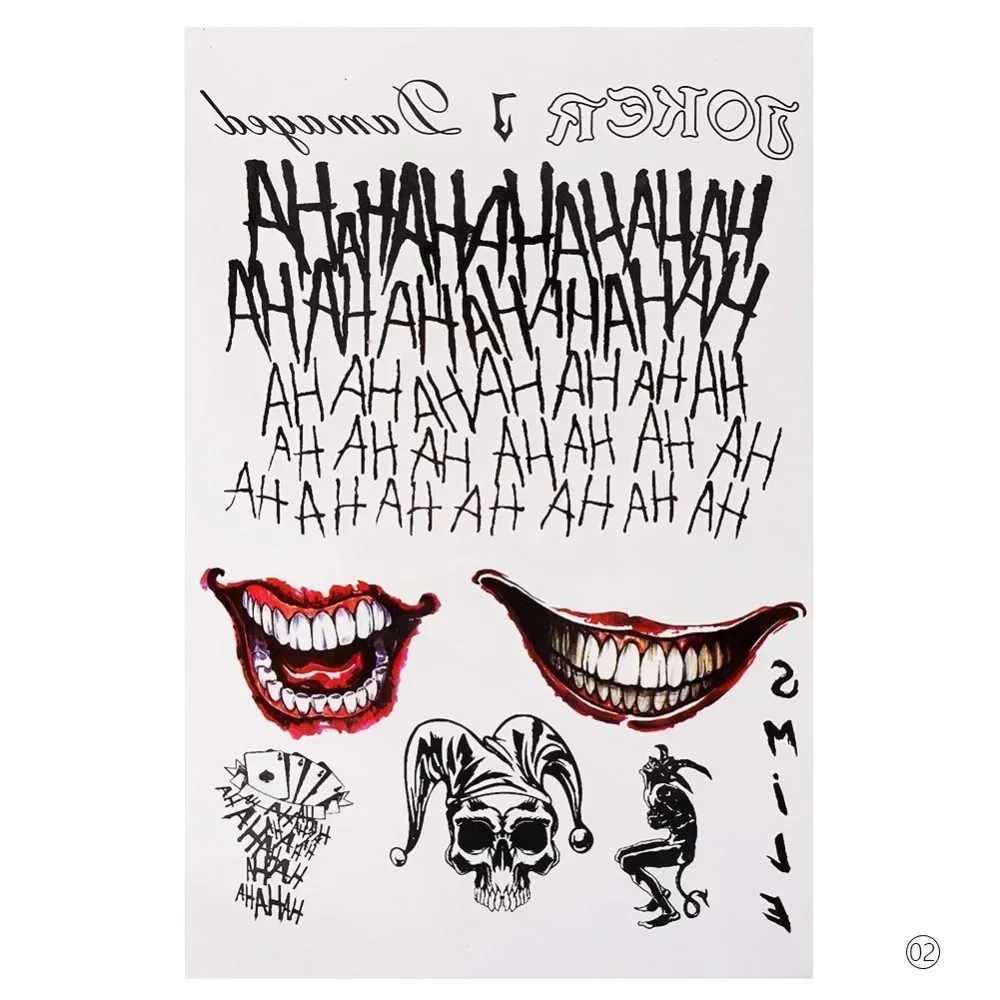 4 styles of waterproof temporary tattoo stickers skeleton clown patterns tattoos water transfer body art fake tattoosXJ25414