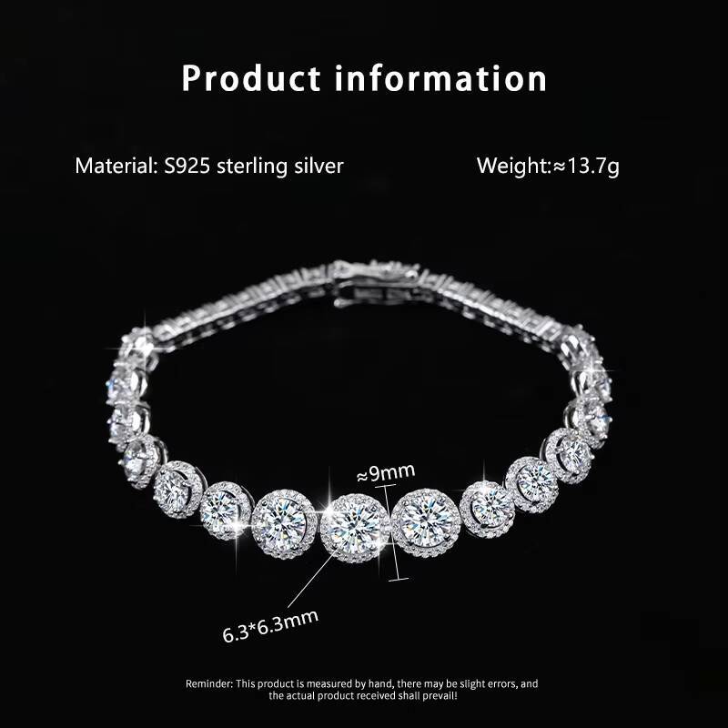 Wholesale S925 Sterling Silver Bright Gradient Bracelet All Around Inlaid VVS Moissanite for Men and Women Hip Hop Tennis Chain