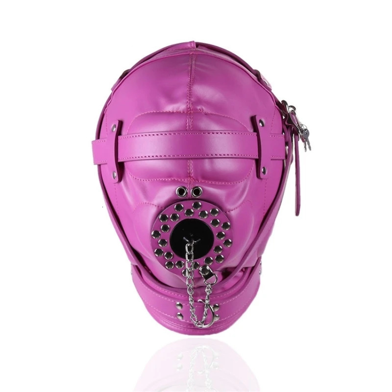 Black Fetish Cosplay Leather PU Full Face Mask Hood Punk Style Patent Leather Mask for Woman Man Halloween Party Mysterious Mask 250410