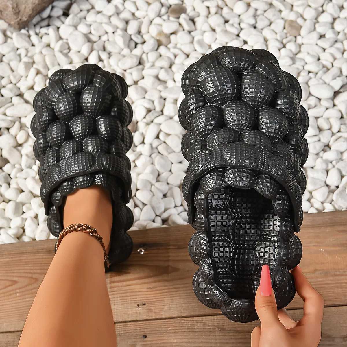 Cute womens slide bubble ball sandals summer indoor massage cloud slide outdoor closed toe fashionable beach casual sandals W250414