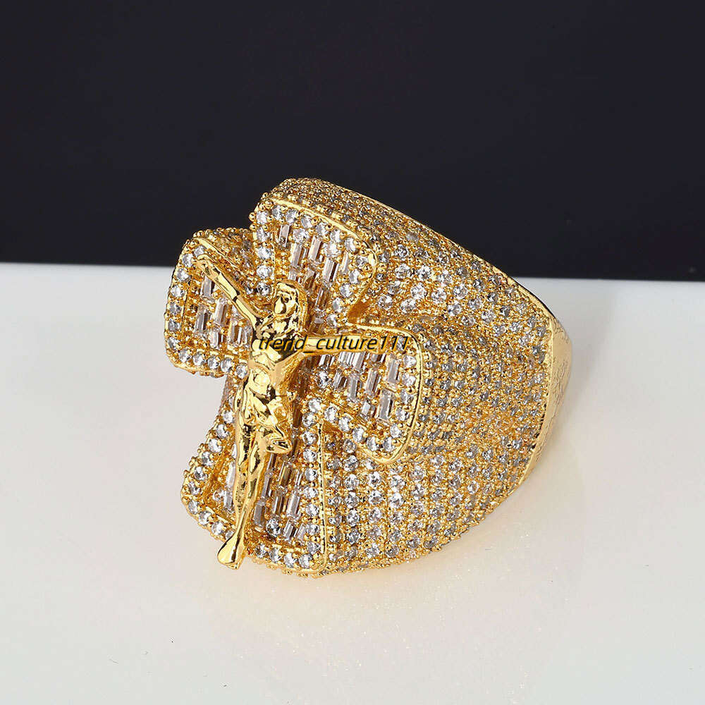 Hip hop cross high-end men's Moissanite ring, trendy and versatile accessory
