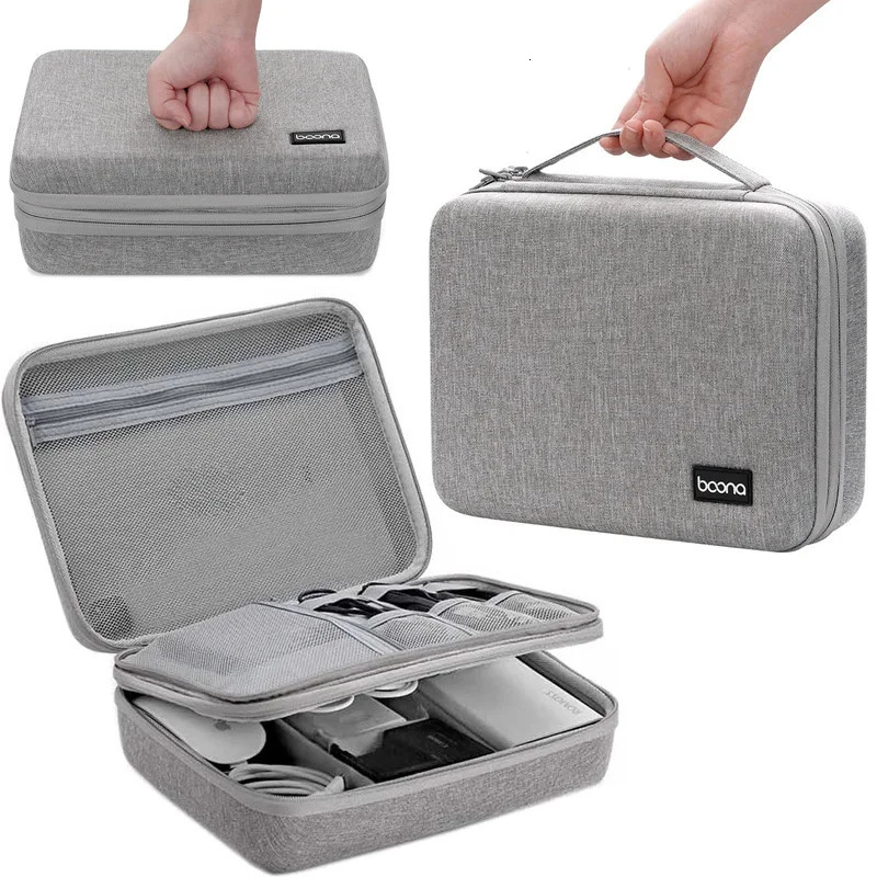 Hard Case Large Capacity Digital Storage Bag Travel Power Bank Data Cable Organizer Bag Mobile Phone Charger Protective Case 250407