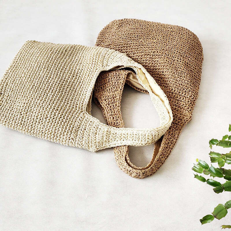 Handmade Beach Bag 2025 New Fashion Niche Single Shoulder Armpit Bag, Women's Beach Handmade Grass Woven Bag Kq2