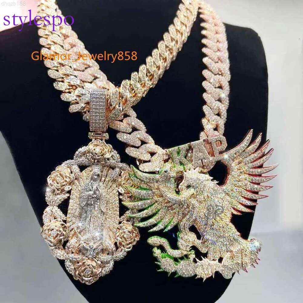 Factory Initial Iced Out Jewelry Gold Plated Vvs Moissanite Dias Cuban Chain 3d Custom Name Hip Hop Letter Pendant