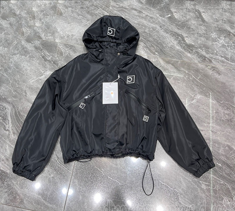 Letters Black Women Hooded Jacket Designer Pocked Zipper Coat Luxury Street Style Birthday Christmas Outerwear