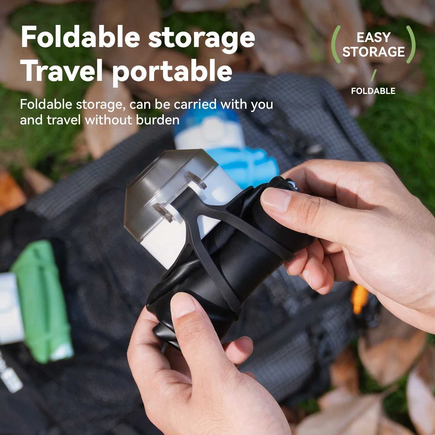 Qunature Silicone Soft Water Bottle Food-Grade Sports Water Storage Pouch for Cycling Running Fitness Foldable Slant-Mouth Cup C251114