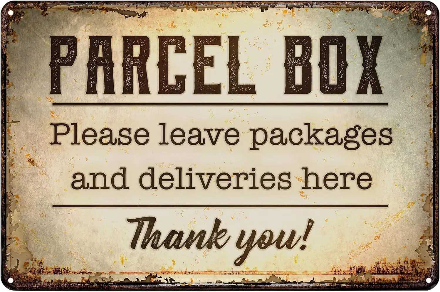 Vintage Metal Signs Mail Parcel Box Tin Sign Notice Leave Deliveries Packages Delivery Poster Wall Art Decor Plaque for Home OffM251114