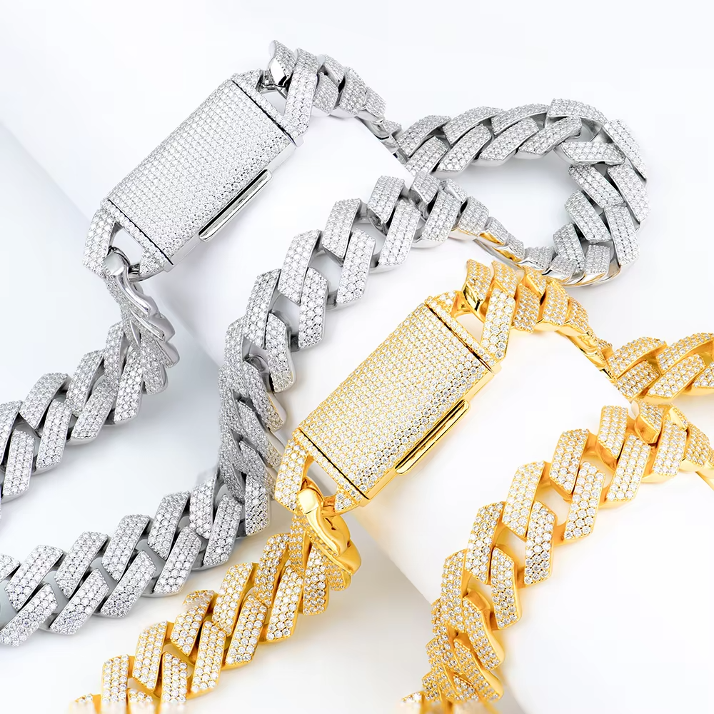 18MM-20MM Big k for Men Thick Iced Out Chain Gold Plated Moissanite Miami Cuban Necklace