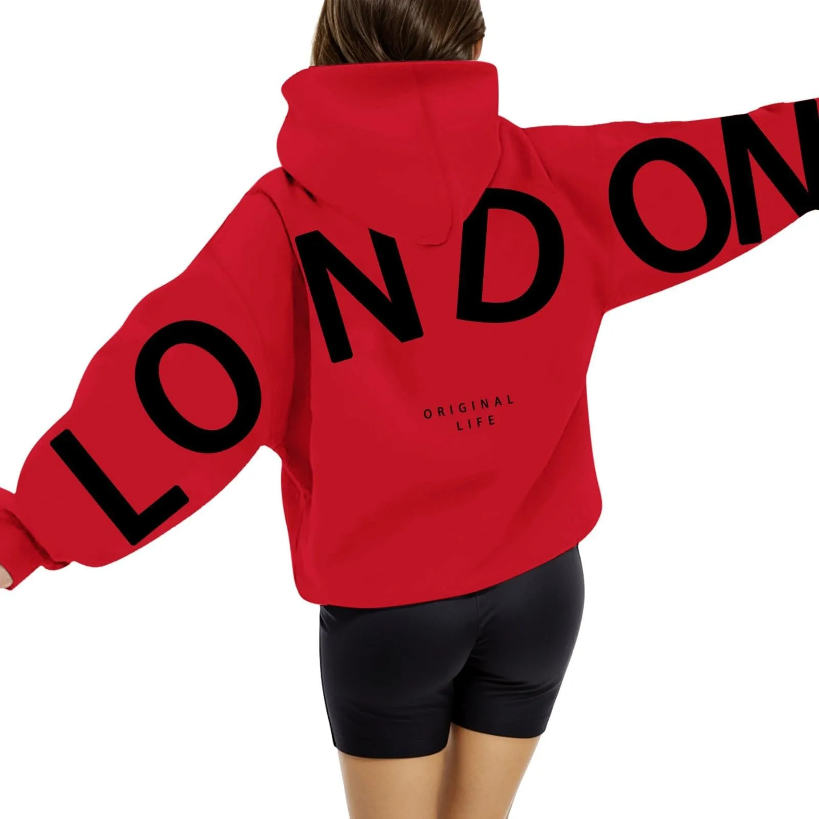 Y2K Letter London Printed Womens Hoodies Long Sleeve Casual Street Dress 2024 Hoodie Oversized Sudaderas de Mujer 250414