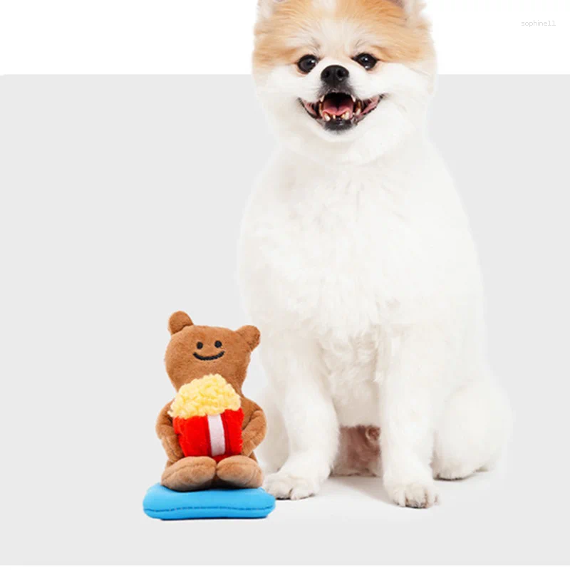 Update Cute Popcorn Bear Pet Toy Simulation Sounding Dog Toys Entertainment Interactive Dolls For Dogs And Cats Supplies