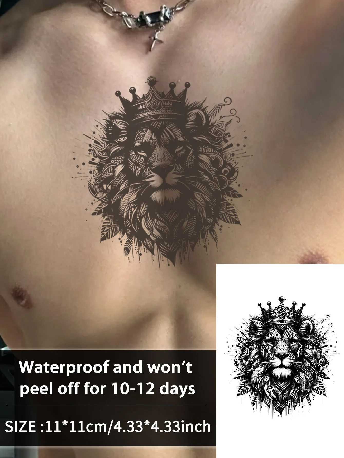 Beast and Lion Waterproof Temporary Tattoo Stickers lasting 1-2 weeks real semi permanent fake tattoosXJ25414