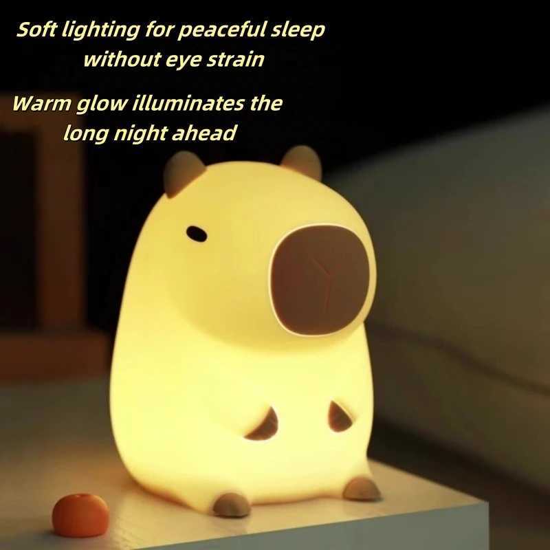Cute Pet Capybara Night Light Cute Cartoon Silicone Bedside Sleep Night Lamp For Childrens Room Decor Birthday gift M251114