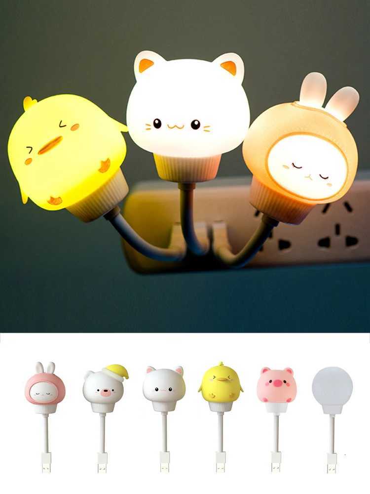 USB LED Cute Cartoon Bear Chick Kitten Night Light with Remote Control for Baby Kid Bedroom Decor Bedside M251118