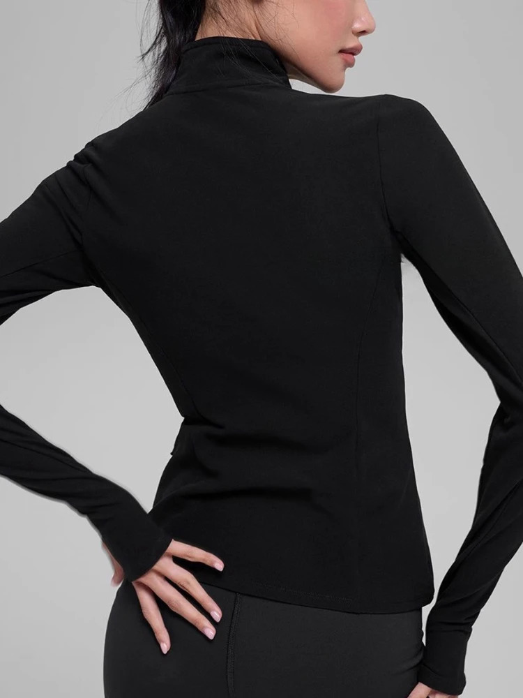 Yoga Tops Women Long Sleeve Shirt Half-zip High Neck Elastic Soft Breathable Pilates Solid Slim Fashion Workout Tops for Women 251111