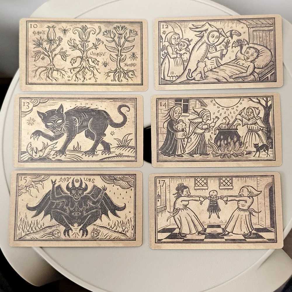 Mildred Paynes Oracle 1036cm of Black Enchantment 52 Pcs Black Line Imagery Woodblock Style Cards C251114
