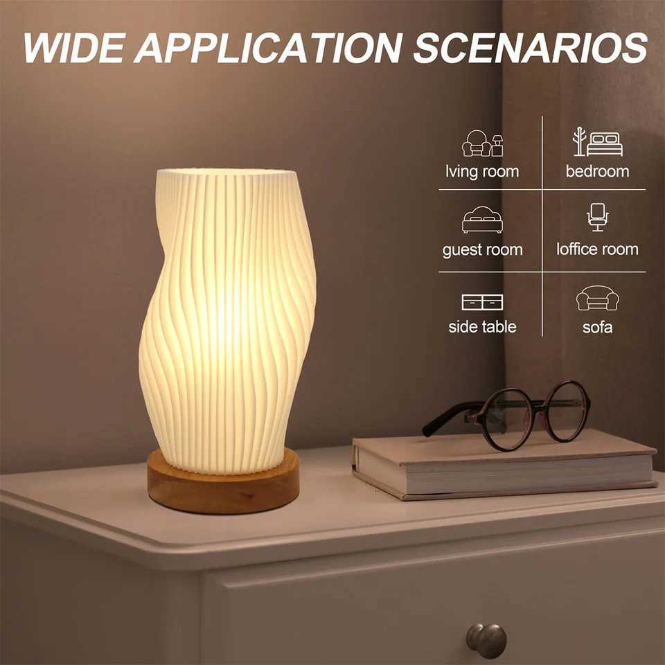 Usb Led 3d Pleated Table Desk Lamp Light Dimmable Bedside Modern Home Decor Lamps For Bedroom Atmosphere Night Lights Small Shop M251114
