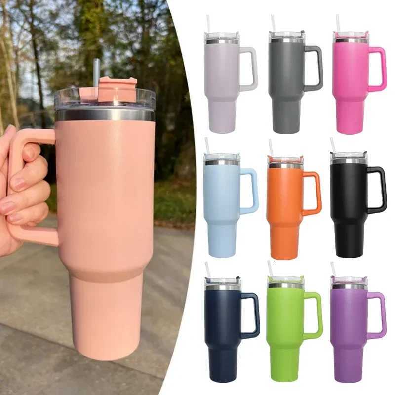 40oz Mug Tumbler With Handle Insulated Tumbler With Lids Straw Stainless Steel Coffee Tumbler Termos Cup for Travel Thermal Mug C251114