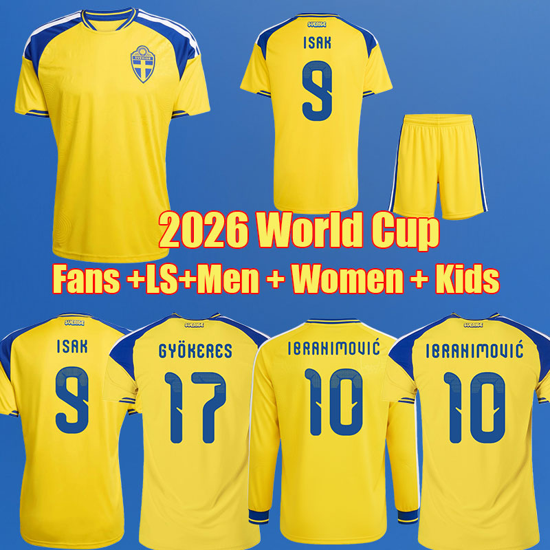 2026 SWEDEN soccer Jerseys 26 27 yellow home Gyokeres ISAK Elanga Bergvall Larsson 2027 Nygren uniform Home Away kids football shirt