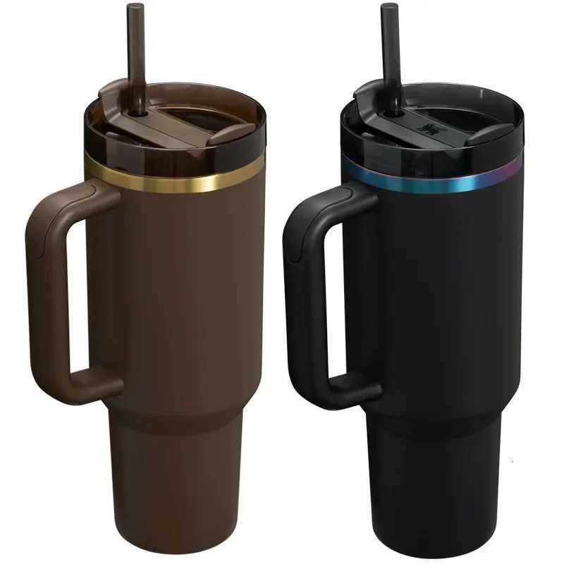 40oz Insulated Tumbler With Lid and Straws Large Capacity Stainless Steel Car Mug With Handle Vacuum Leak Proof Coffee Cup New C251114
