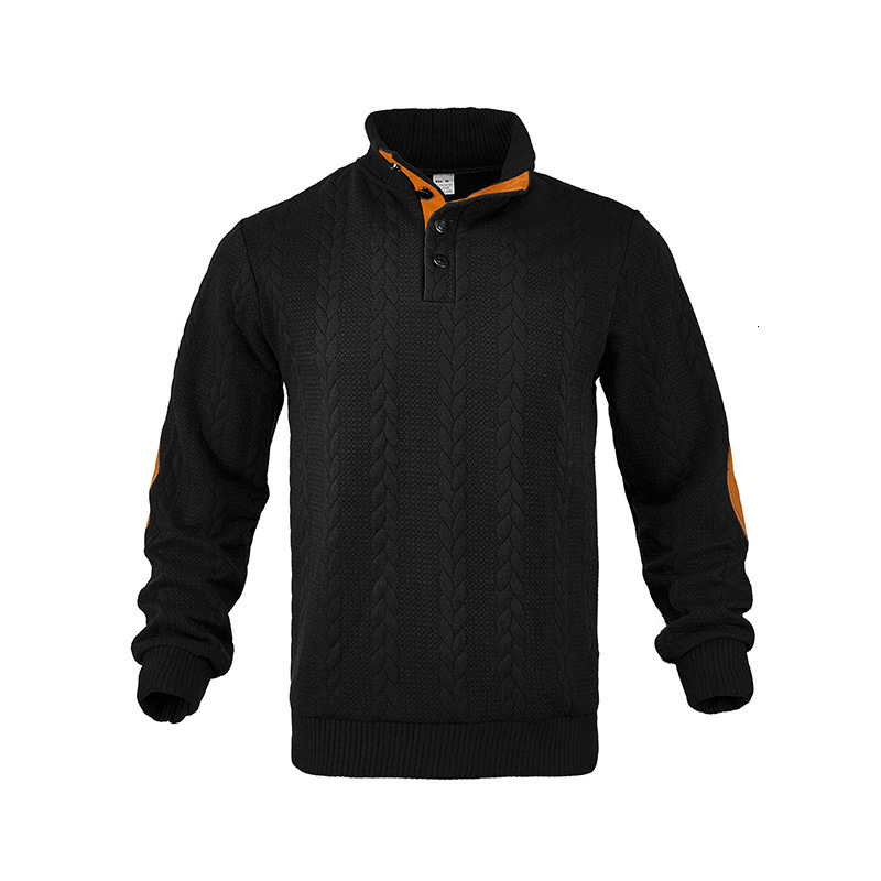 2025 New Jacquard Buckle Henley Autumn/Winter Long Sleeve Patchwork Embroidered Color Contrasting Hoodie