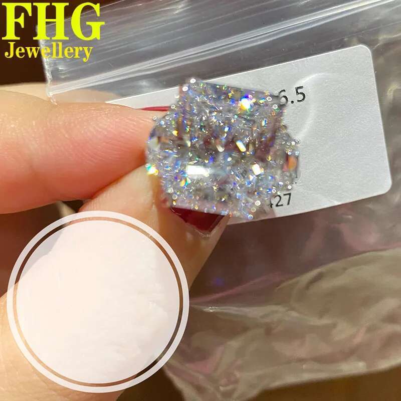 1 2 3 4 5 Carat Au750 18K White Gold Ring DVVS1 Radiant shape moissanite Diamonds Wedding Party Engagement Anniversary Ring