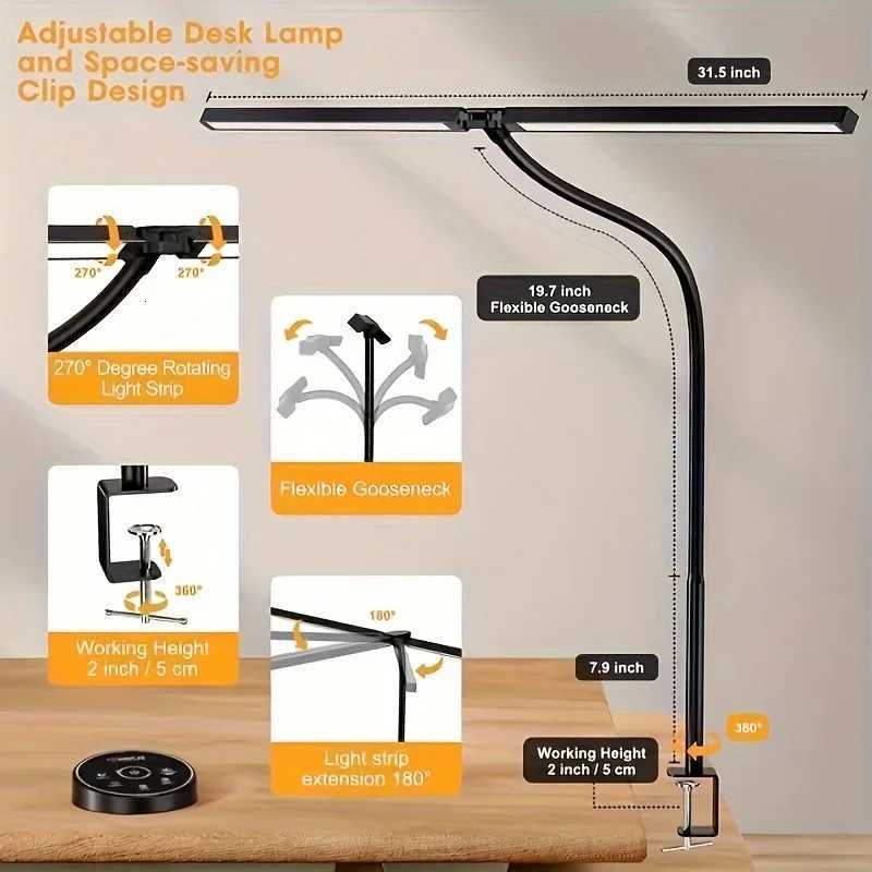 LED Desk Lamp for Home Office - 24 Watt Eye-Care Architectural Desk Lamp with Fixture Desk Lamp with 5-Color Stepless Dimmer M251114