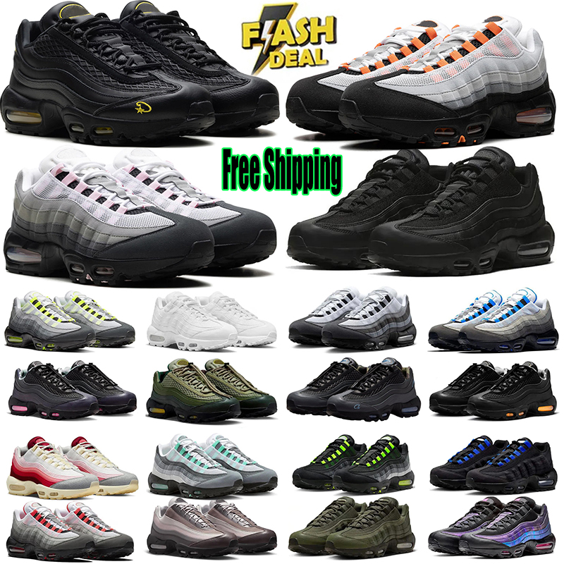 Free Shipping Designer 95 95s Running Shoes Sneakers Men Neon Triple Black White chaussures Womens Mens Trainers Outdoor Sports Sneaker 36-46