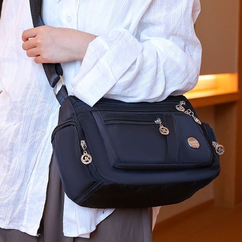 Nylon Waterproof Japanese And Korean Solid Color Shoulder Bag, Large Capacity Casual Storage, Women's Crossbody Bag