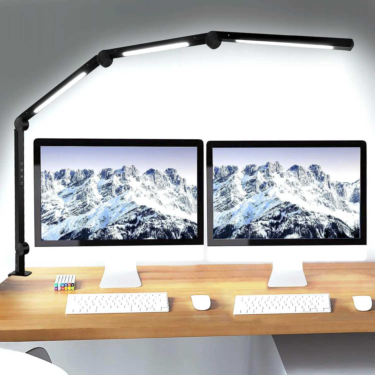 LED Desk Lamp with Clamp Flexible 4 sections Swing Three light sources desk light 4 Color Modes 5 Brightness M251114