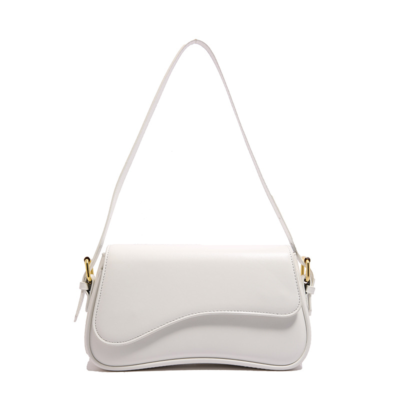 Free Shipping Leather Crescent Minimalist Curved Design Metal Buckle Decor Dual-Use Shoulder & Crossbody Daily Commute Niche Texture Small Bag