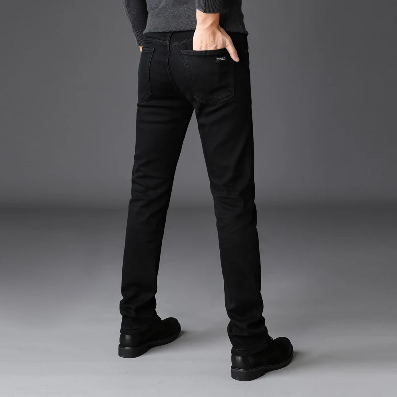 Mens Classic Fashion Jeans Soft Elastic Black Bicycle Spirit Pants 250407