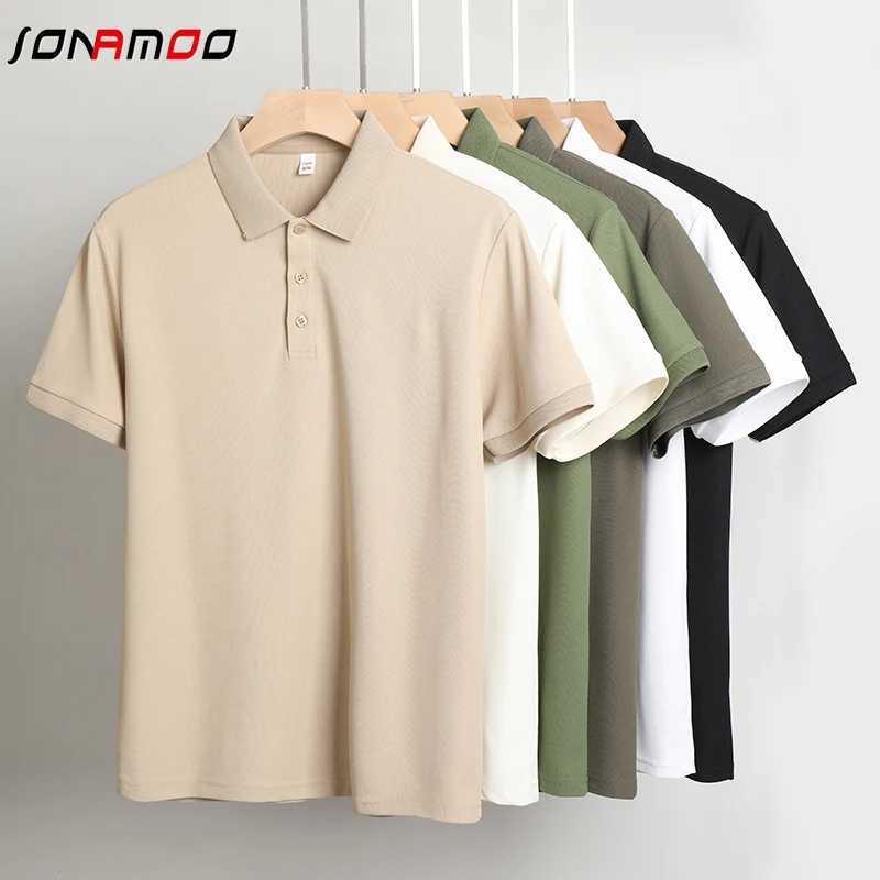 Mens solid color casual fashion short sleeved polo shirt summer comfortable top W250414