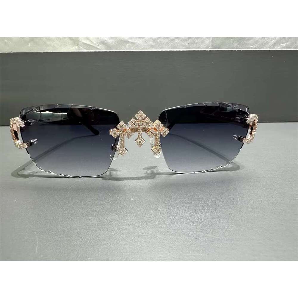 2025Factory Rectangle Glasses Sun Frame Women Men Sunglasses Moissanite Dia SunglassMoissanite sunglasses